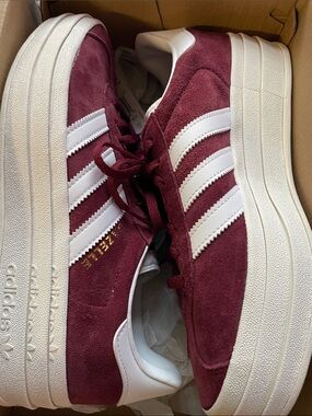 Adidas Platform Suede Sneakers in Burgundy and White